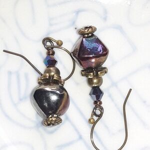 artisan earrings 489#mfs NEW boho Genie in a bottle fireglaze glass dangle earri